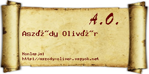 Aszódy Olivér névjegykártya